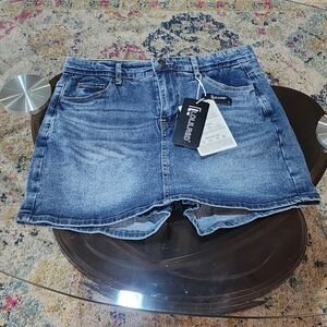 Blue Denim Women Skort - Skirt In The Front - Shorts In The Back - M